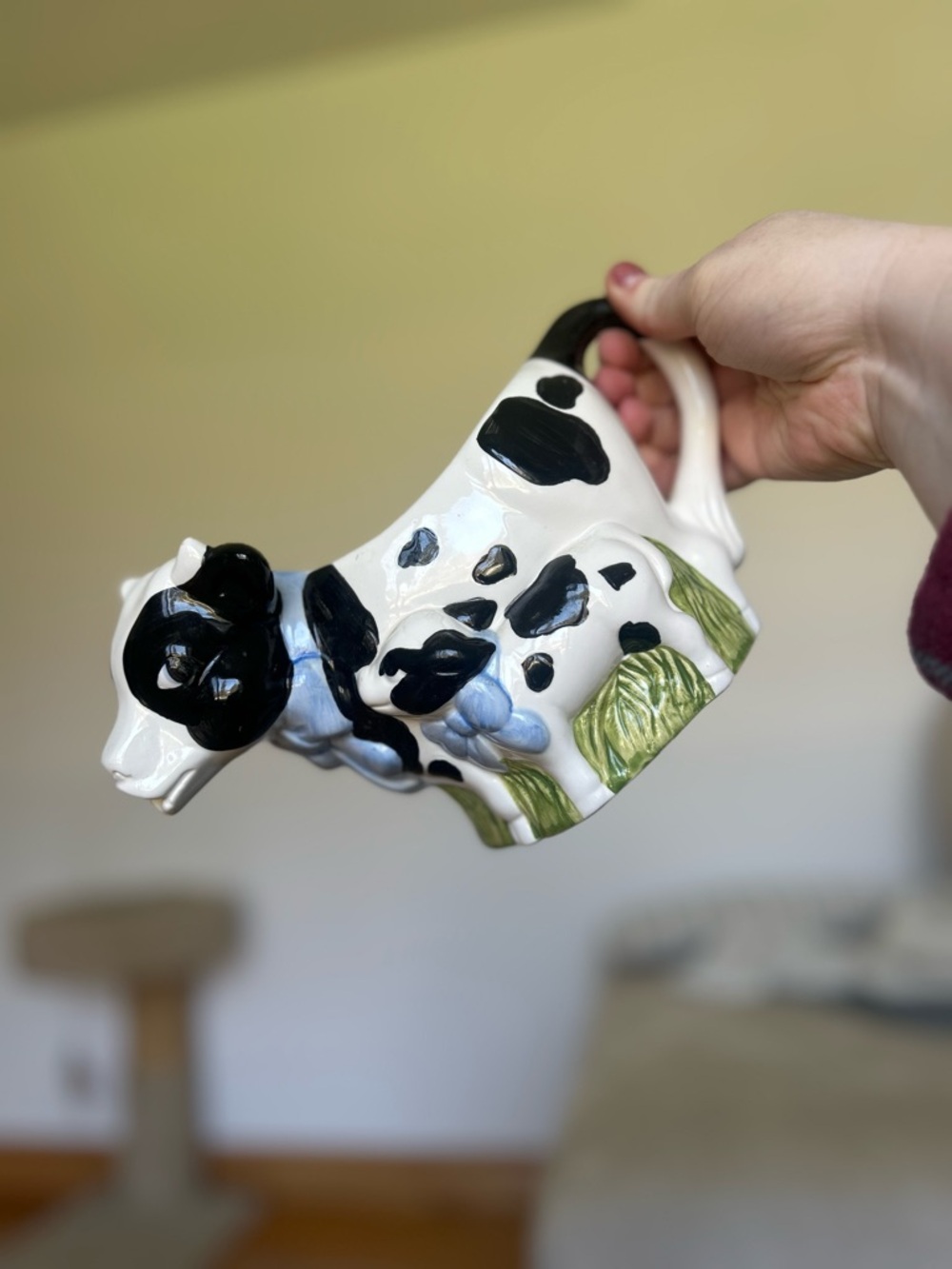 Cow and Calf Shaped Ceramic Creamer or Milk Pitcher, Cute Country Decor